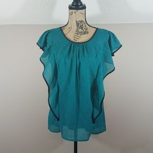 By & By Green Side Ruffle Top Sz XL